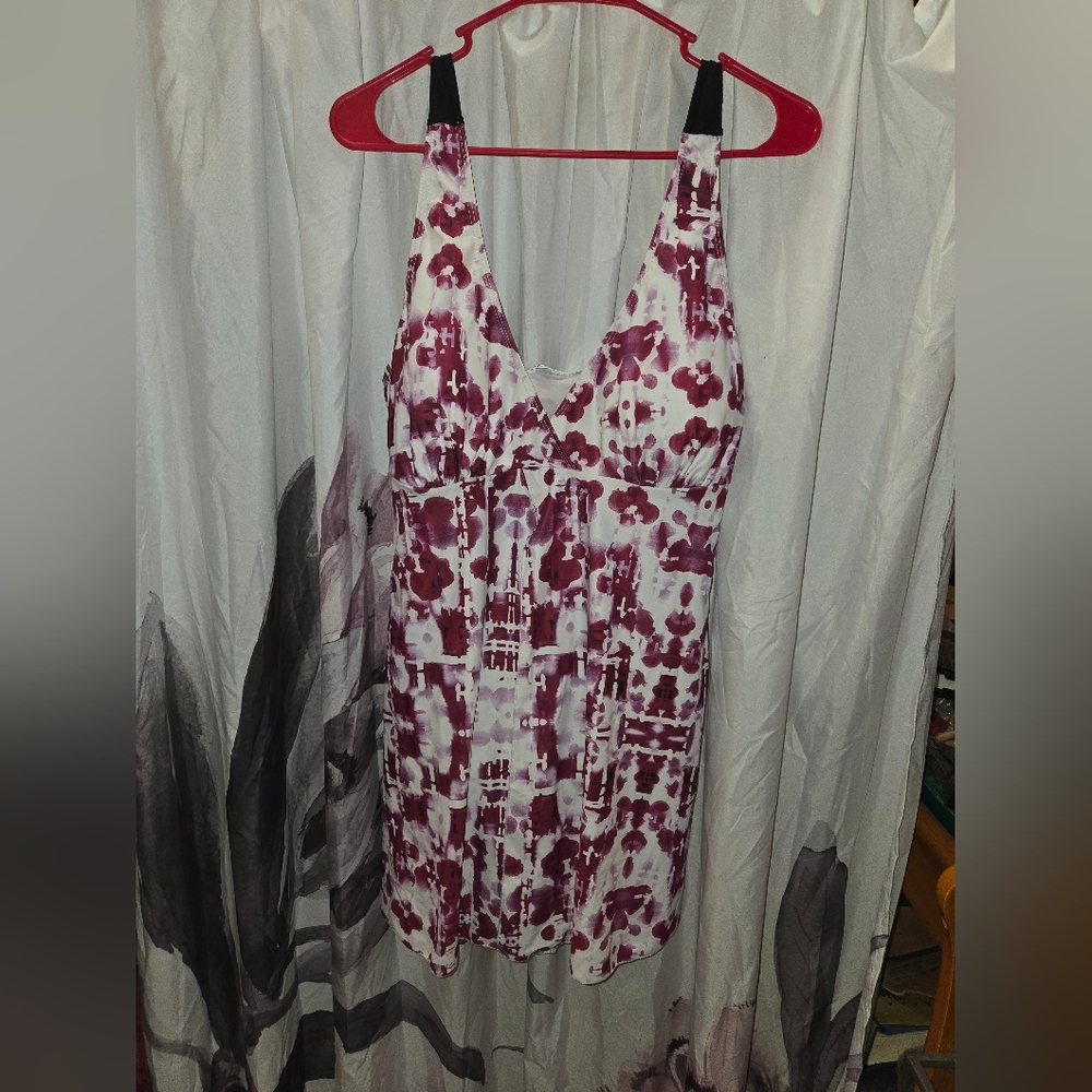 Nextmia swimsuit dress stly with attached suit size 16 red white black